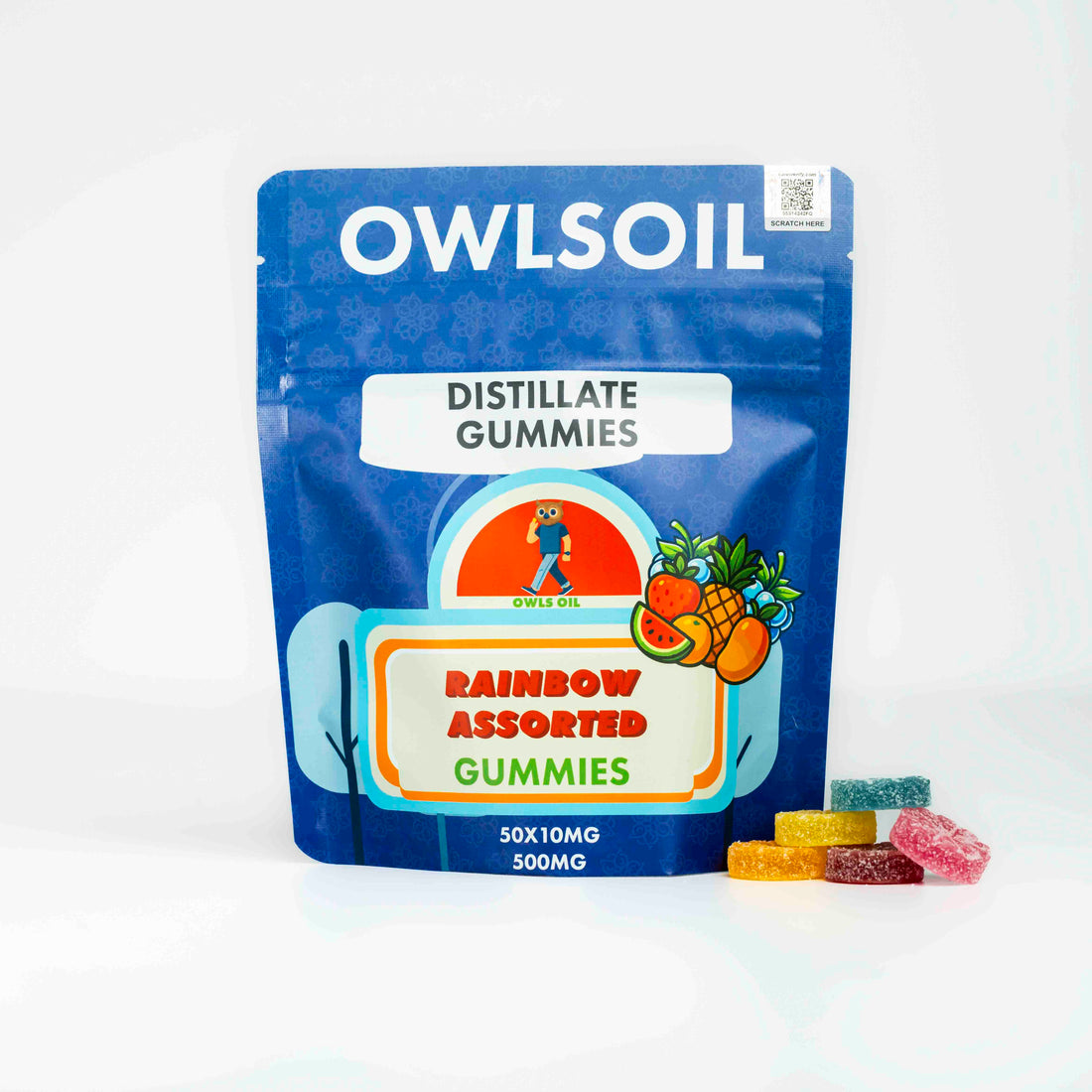 Owls Oil THCA gummies strength guide comparing 50mg, 150mg and 500mg packs