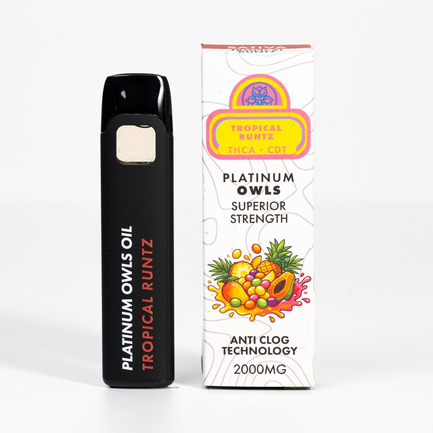 Platinum Owls THCA 2ml Vape – Tropical Runtz