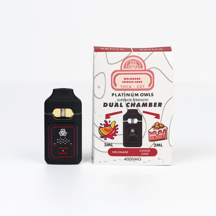 Platinum Owls Dual Chamber 4ml Vape – Melonade & Cookie Cake