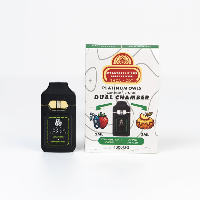 Platinum Owls Dual Chamber 4ml Vape – Strawberry Diesel & Apple Fritter